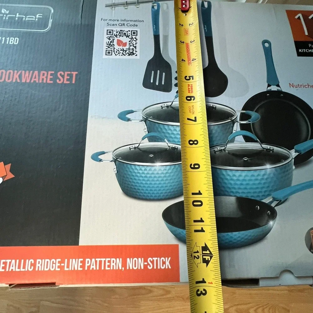 NutriChef 11pc Cookware Set Blue Diamond Ceramic Nonstick NCCW11BD Brand New